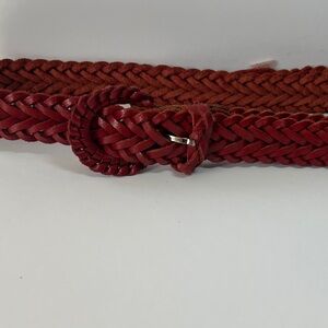 Red Braided Leather Belt unbranded M/L